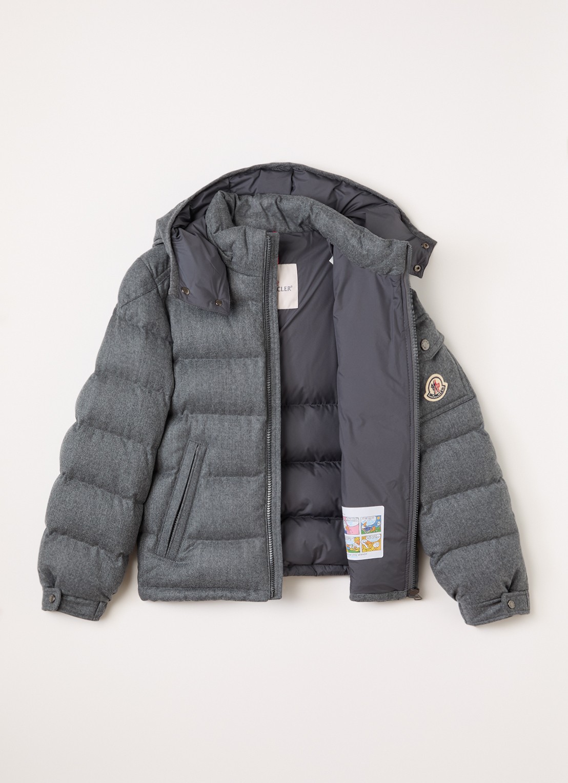 Moncler Montgenievre puffer jack van scheerwol - voorkant 2 middengrijs