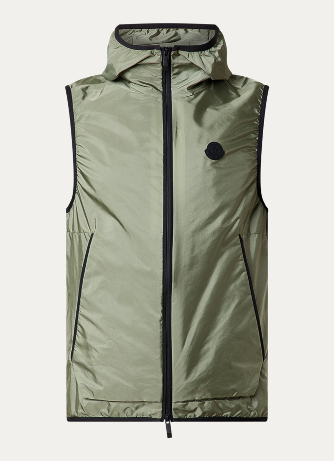Moncler Moretan bodywarmer met capuchon en waterafstotende coating - voorkant 5 mosgroen