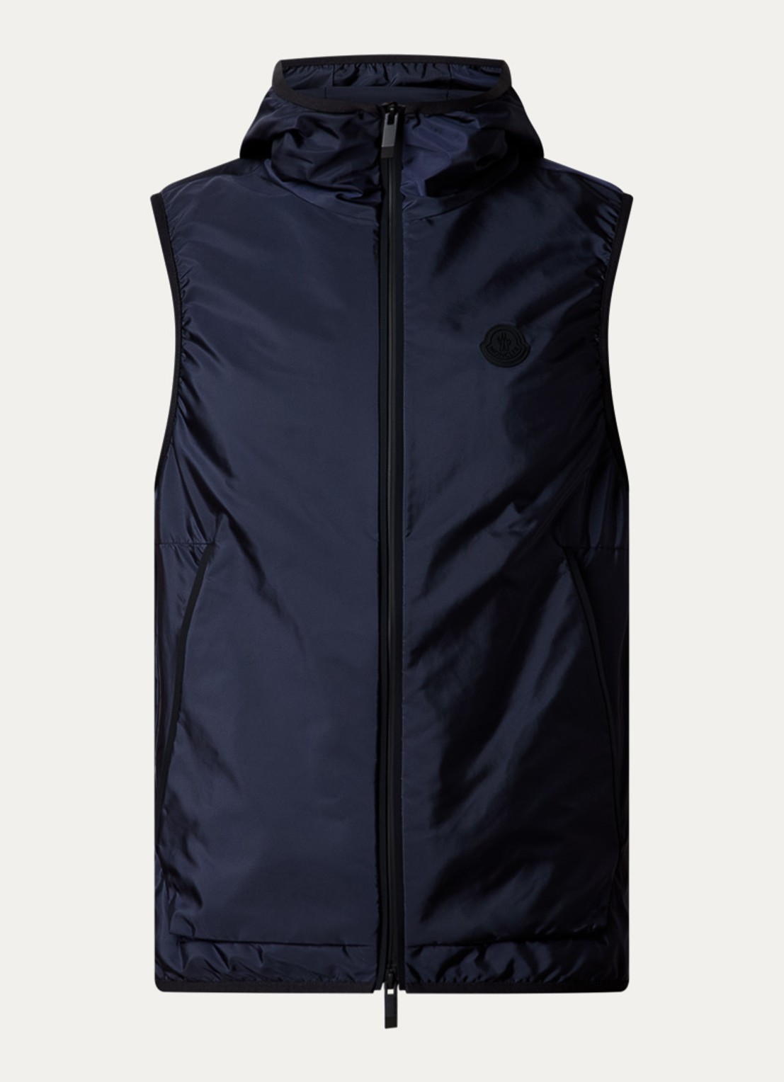 Moncler Moretan bodywarmer met capuchon en waterafstotende coating - voorkant 2 donkerblauw