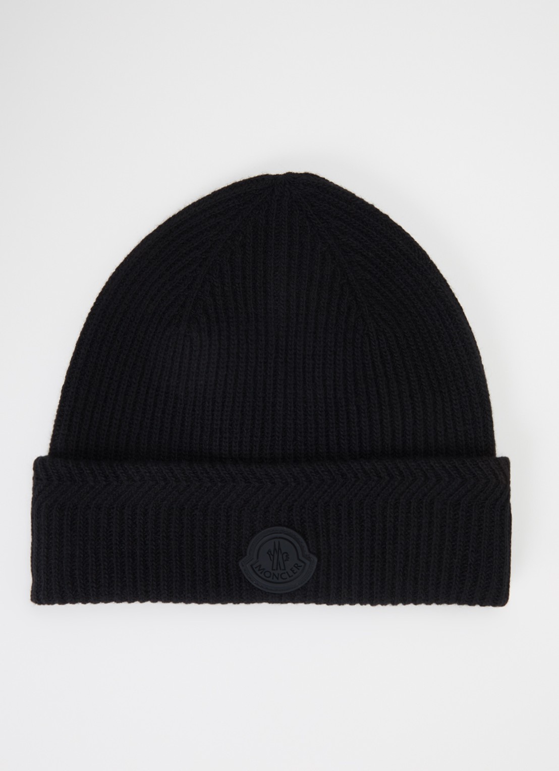 Moncler Muts in kasjmierblend met logo - voorkant zwart