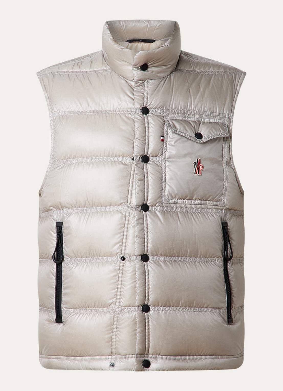 Moncler Nantu gewatteerde bodywarmer met donsvulling - voorkant 5 beige