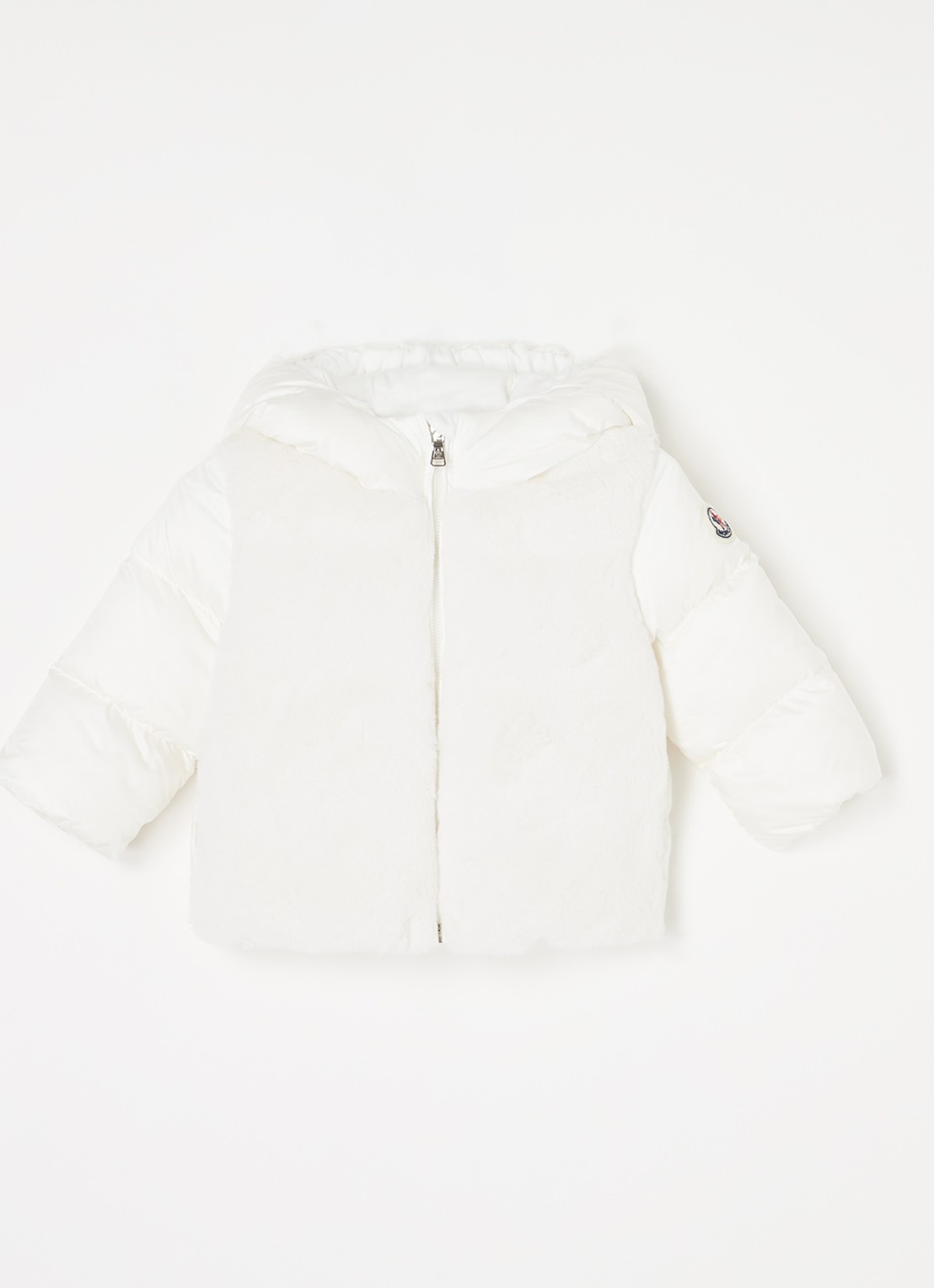 Moncler Natas gewatteerde jas met donsvulling en details van imitatiebont - voorkant 2 wit