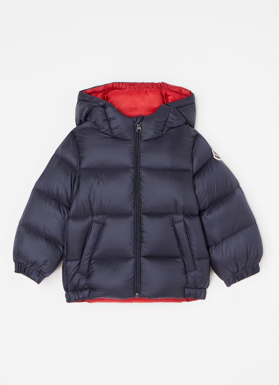 Moncler New Macaire gewatteerde jas met donsvulling en capuchon - voorkant 2 donkerblauw