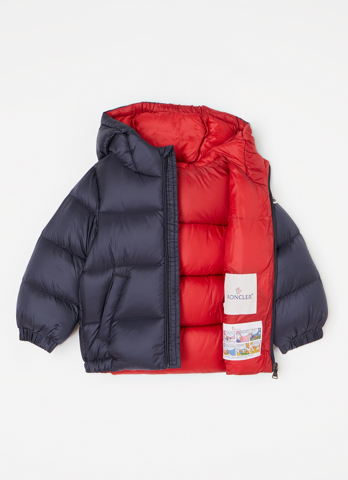 Moncler New Macaire gewatteerde jas met donsvulling en capuchon - voorkant 3 donkerblauw