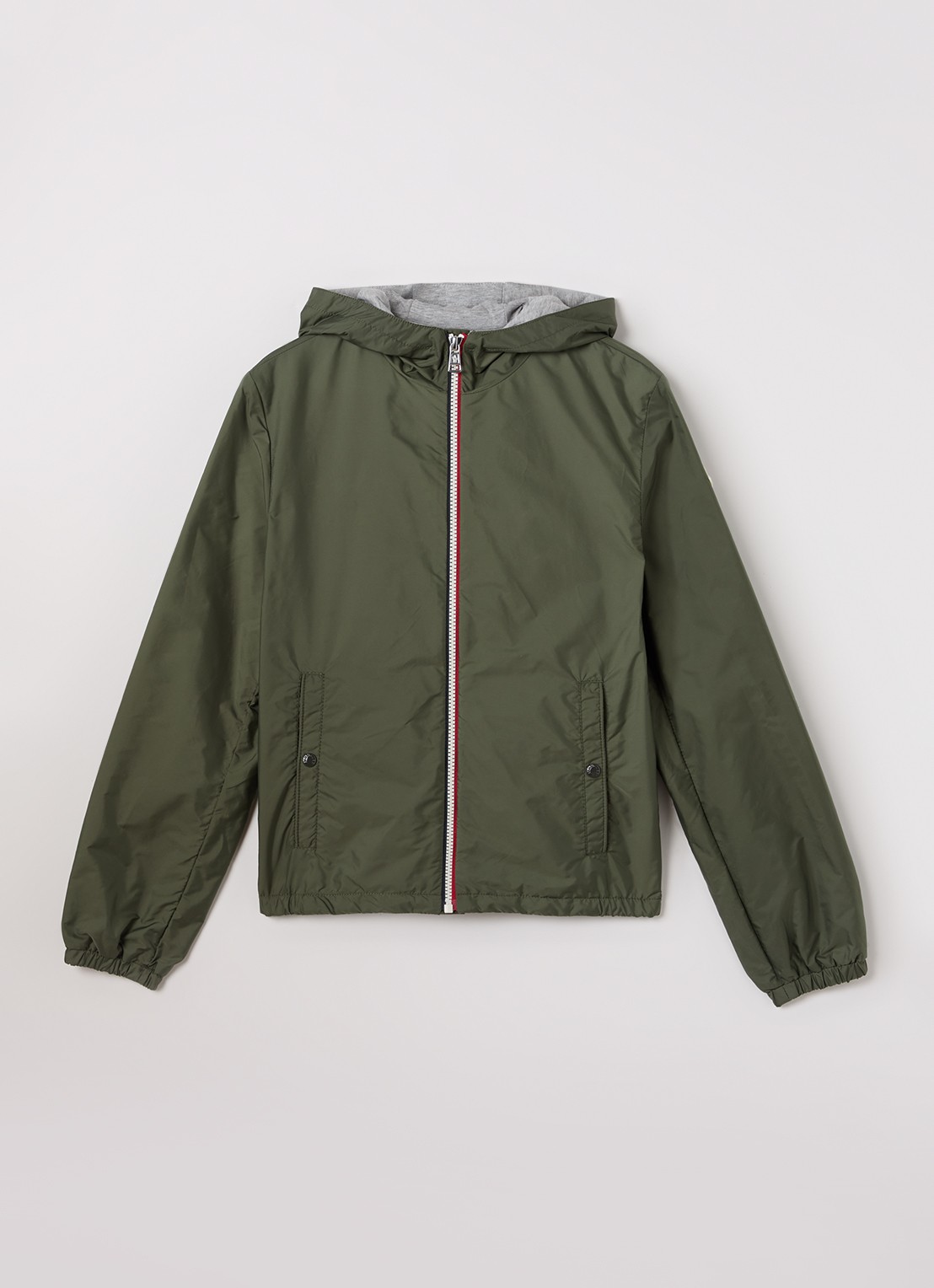Moncler New Urville regenjack met capuchon - voorkant 2 legergroen