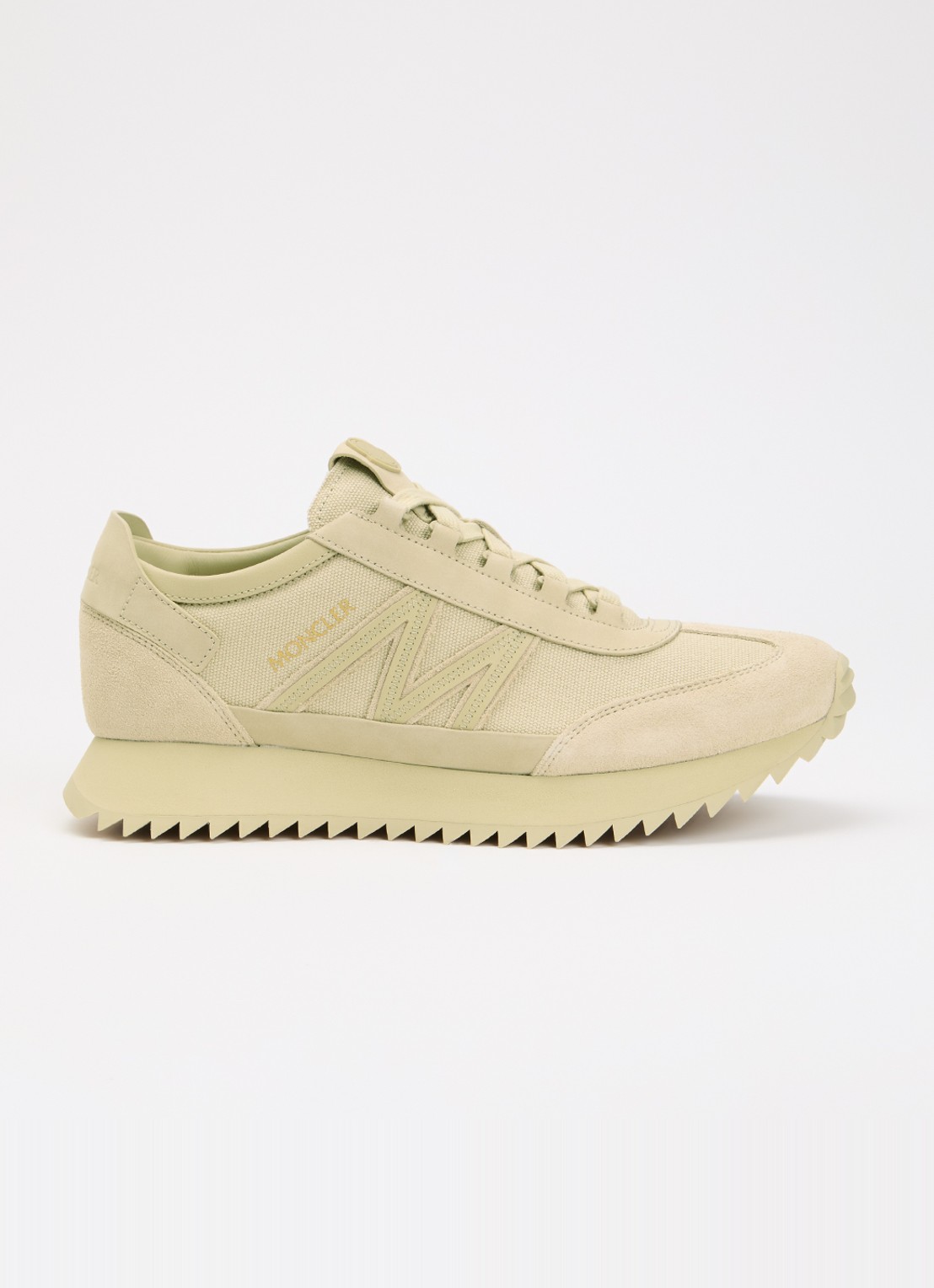 Moncler Pacey2 sneaker met suède details en logo - voorkant gebroken wit