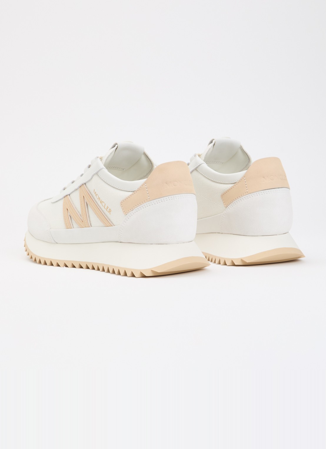 Moncler Pacey2 sneaker met suède details en logo - achterkant wit
