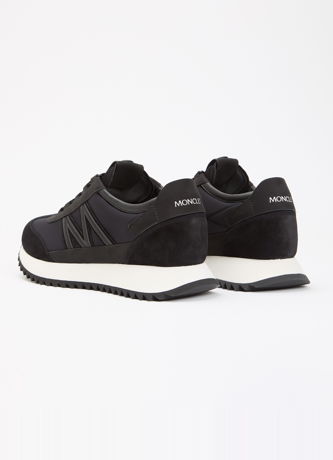 Moncler Pacey2 sneaker met suède details en logo - achterkant zwart