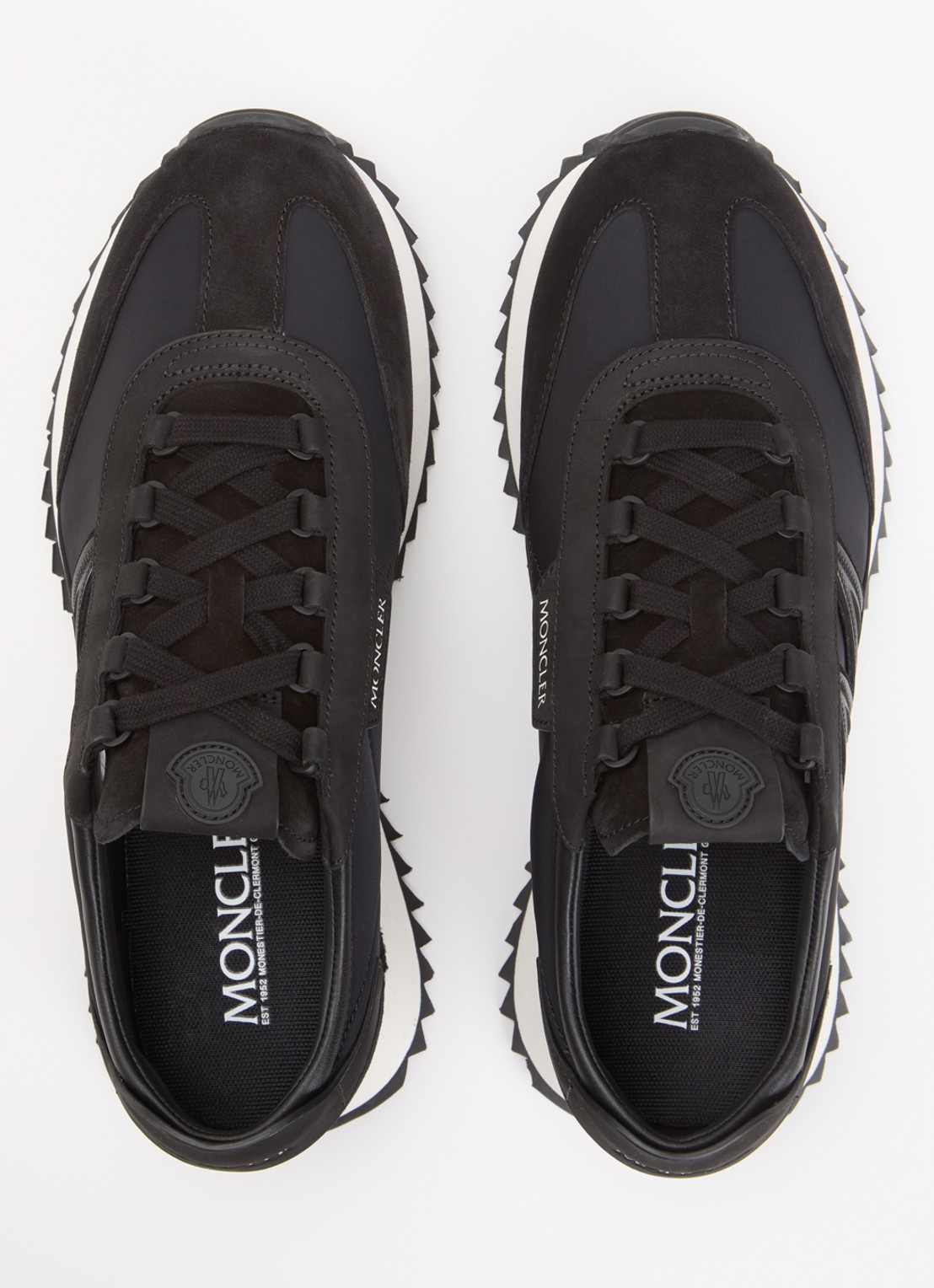 Moncler Pacey2 sneaker met suède details en logo - detail 3 zwart