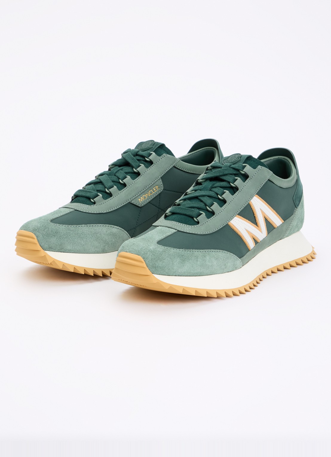 Moncler Pacey2 sneaker met suède en nubuck details - detail lindegroen