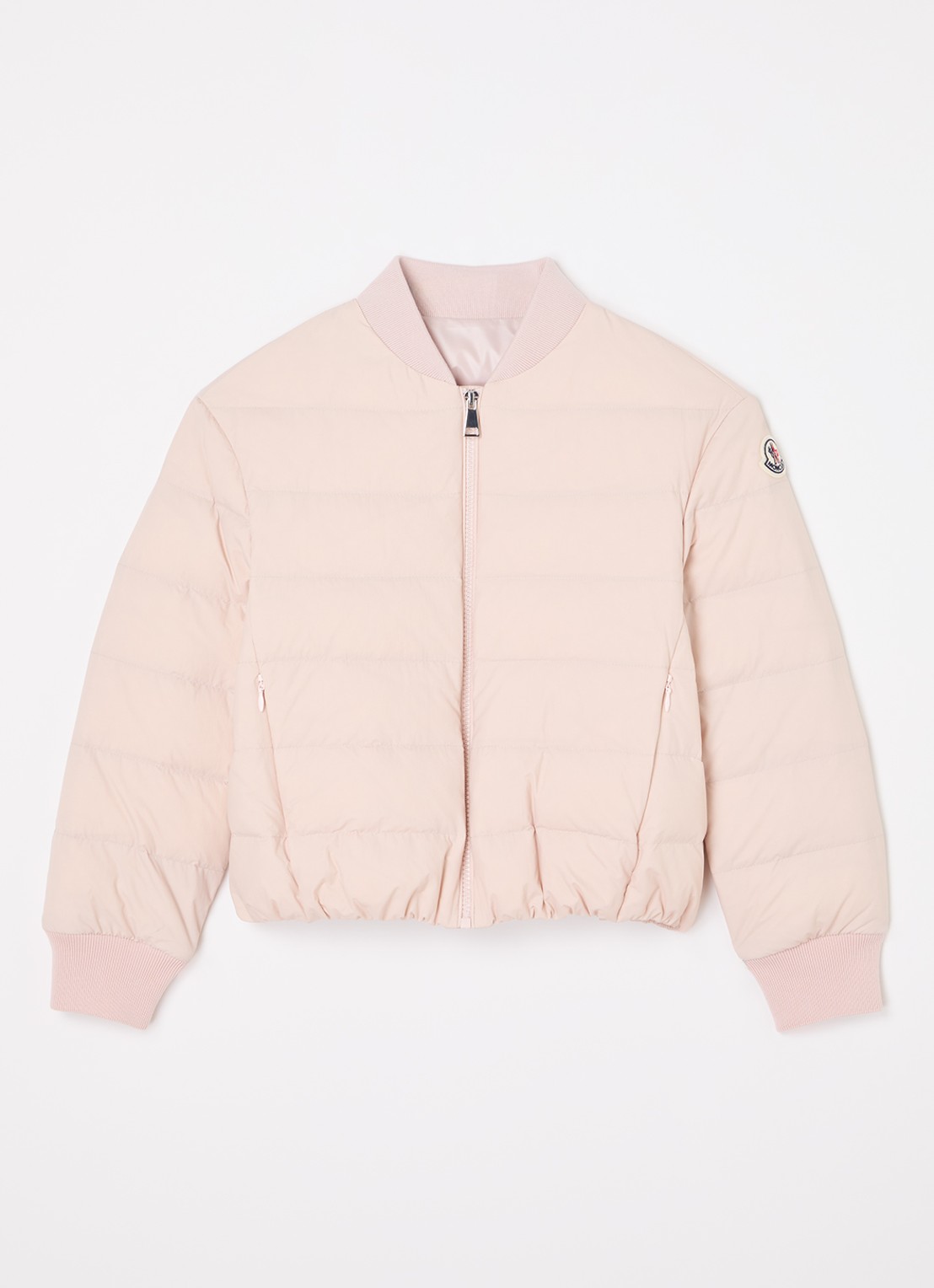 Moncler Pailly puffer jack met logo - voorkant 2 lichtroze