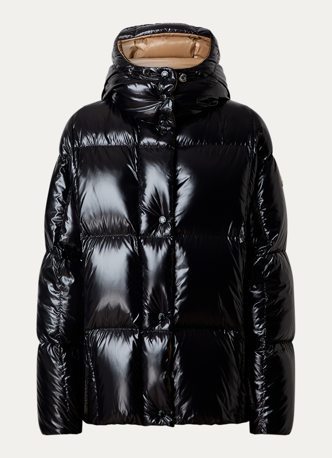 Moncler Parana puffer jack met donsvulling en afneembare capuchon - voorkant zwart