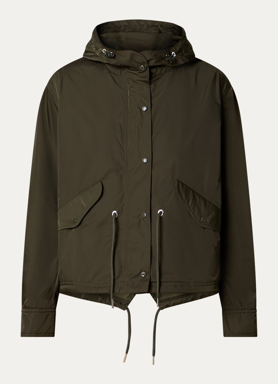 Moncler Parka met capuchon en trekkoord - voorkant 4 olijfgroen