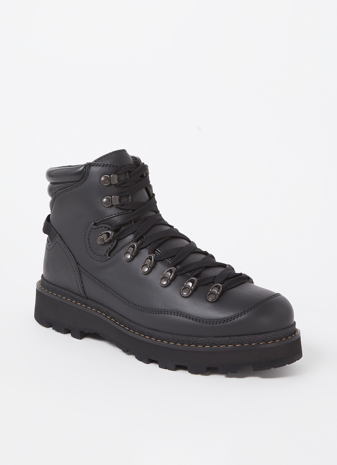 Moncler Peka Trek veterboot met kalfsleren details - voorkant 2 zwart