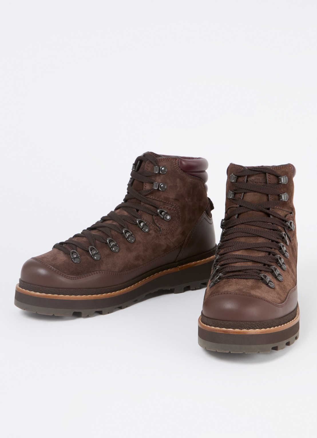 Moncler Peka Trek veterboot met kalfsleren details - detail bruin