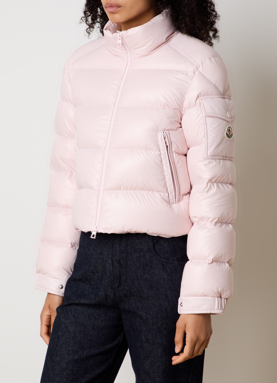Moncler Petra gewatteerd jack met donsvulling en logo - detail 4 fuchsia