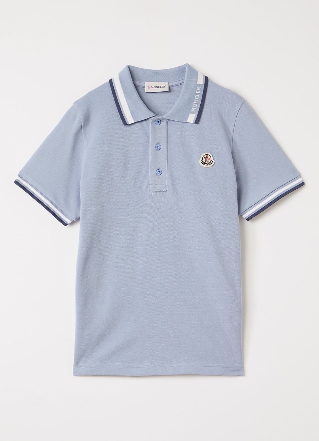 Moncler Polo met logoborduring - voorkant blauwgrijs