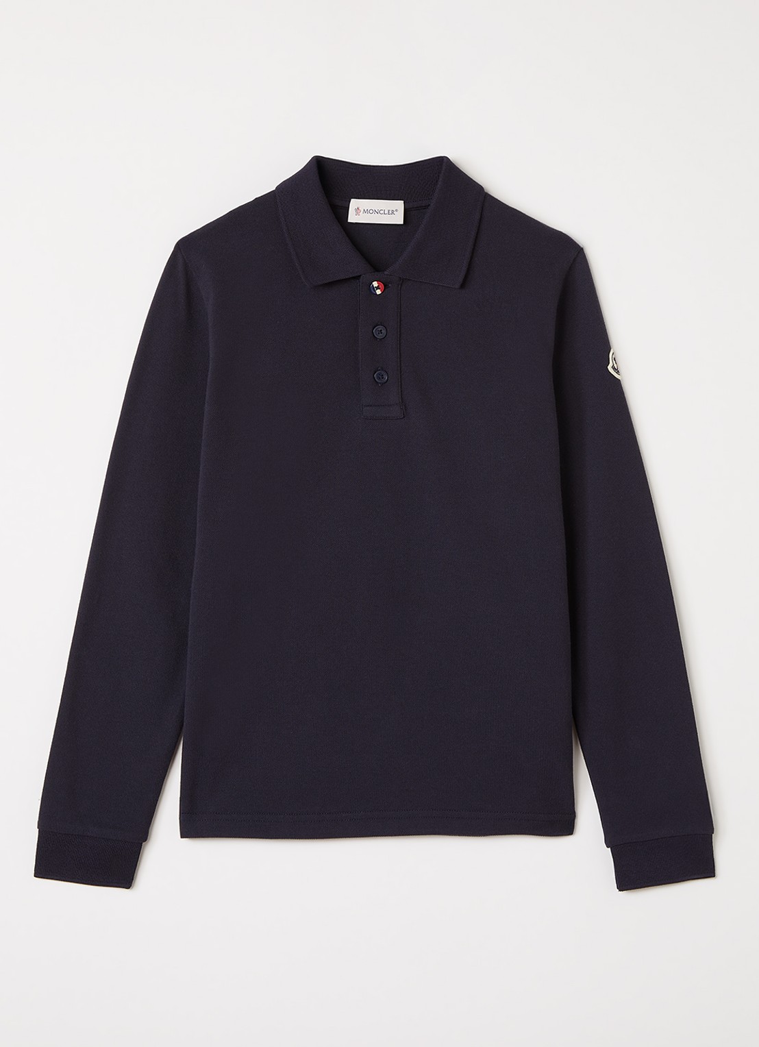 Moncler Polo met logoborduring - voorkant donkerblauw