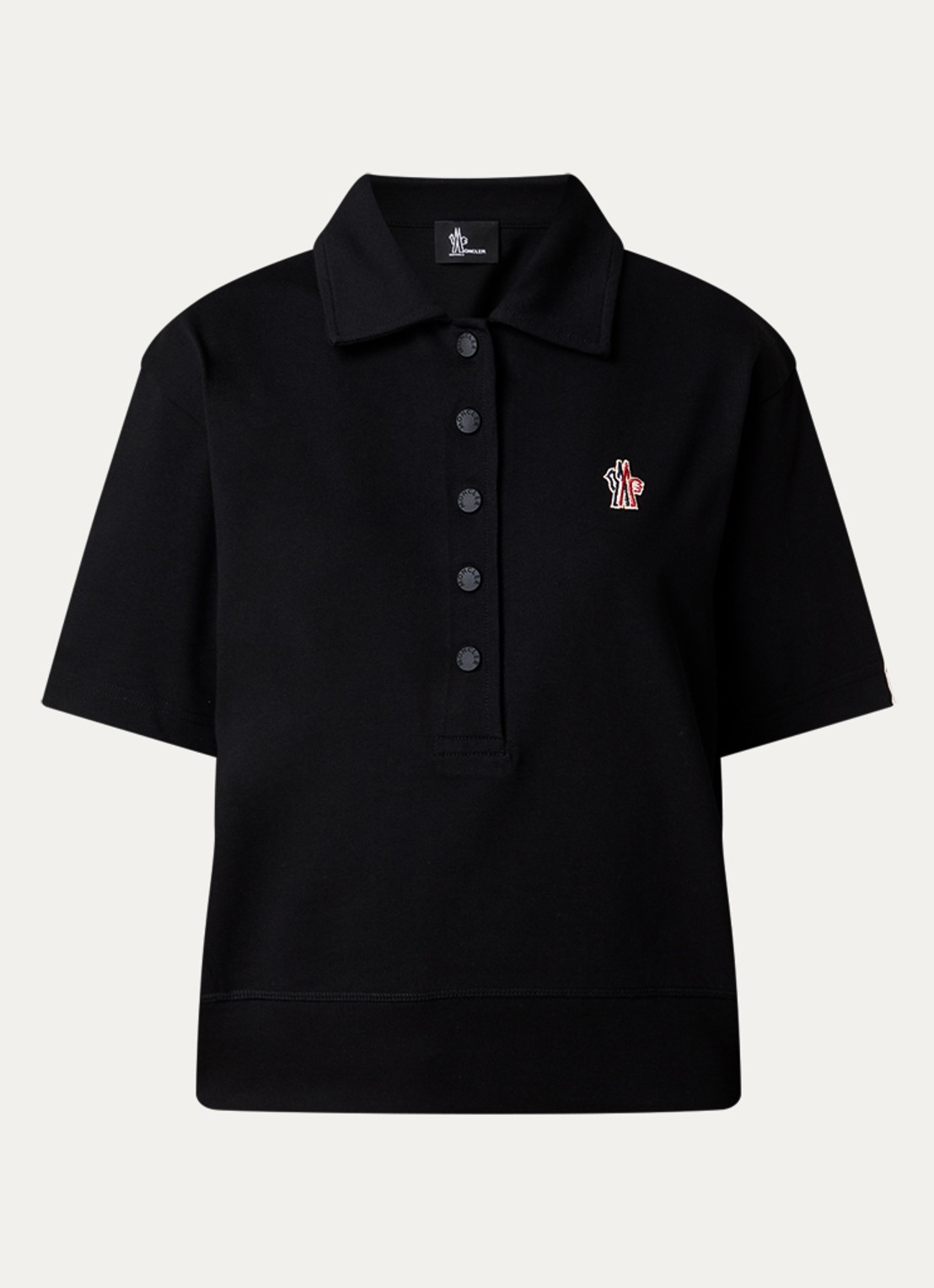 Moncler Polo met logoborduring - voorkant zwart