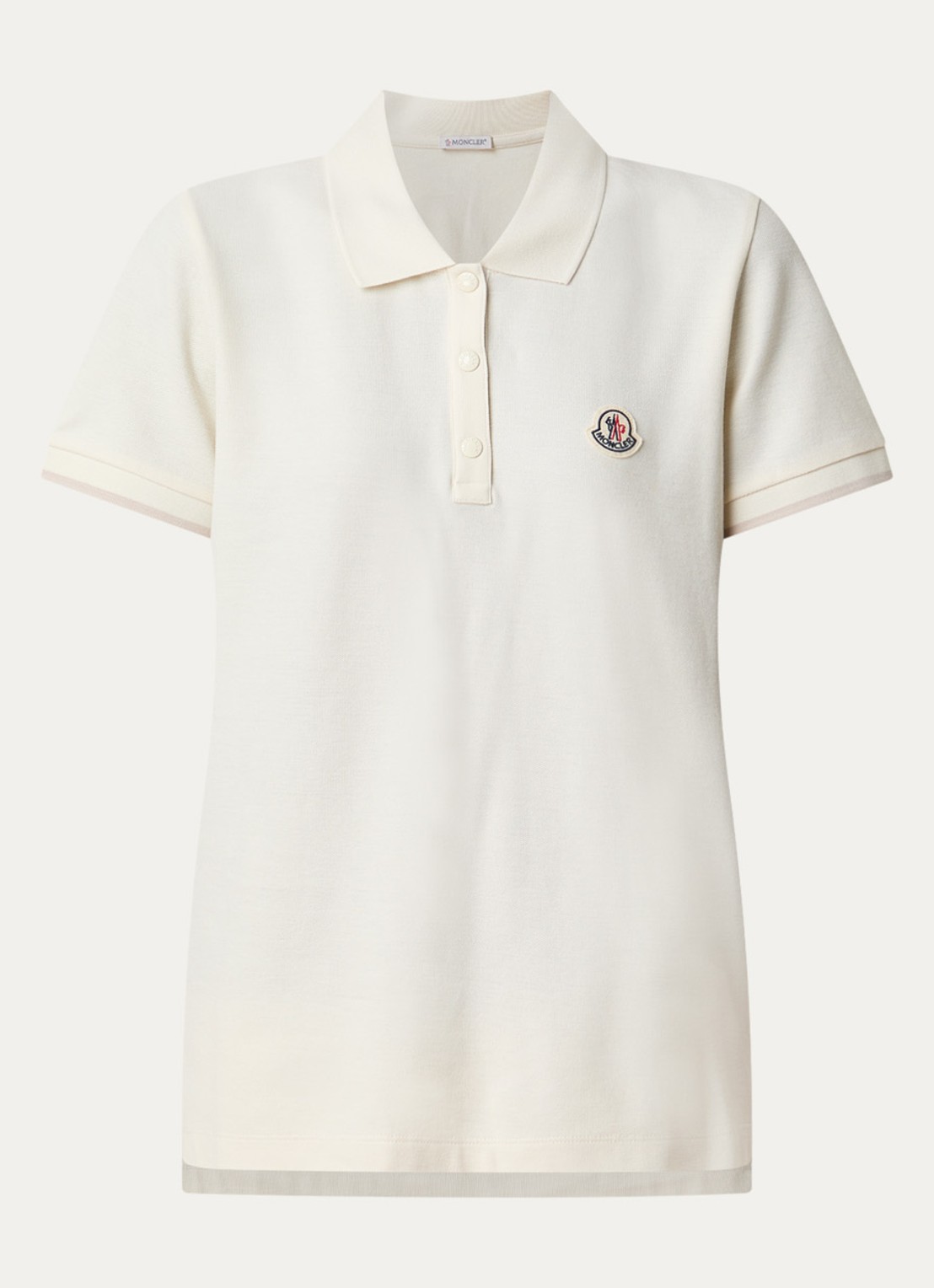 Moncler Polo van piqué katoen met getipteboorden en logopatch  - voorkant 4 naturel