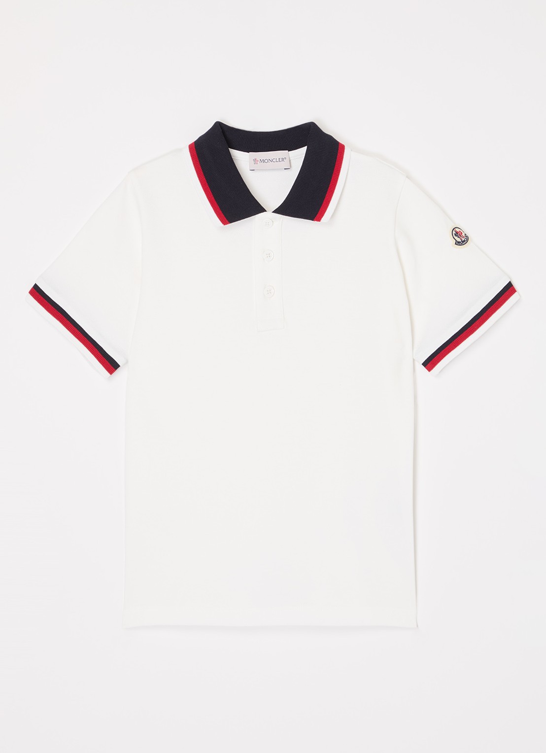 Moncler Polo van piqué katoen met logo - voorkant wit