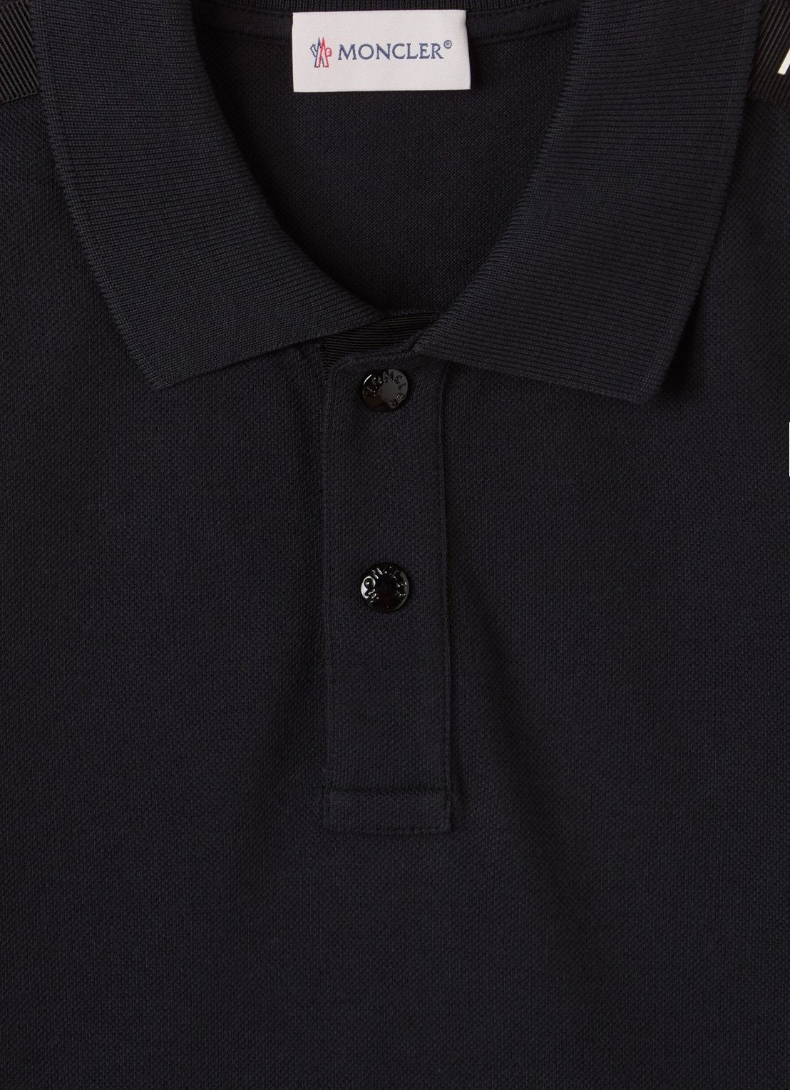 Moncler Polo van piqué katoen met logo - detail zwart
