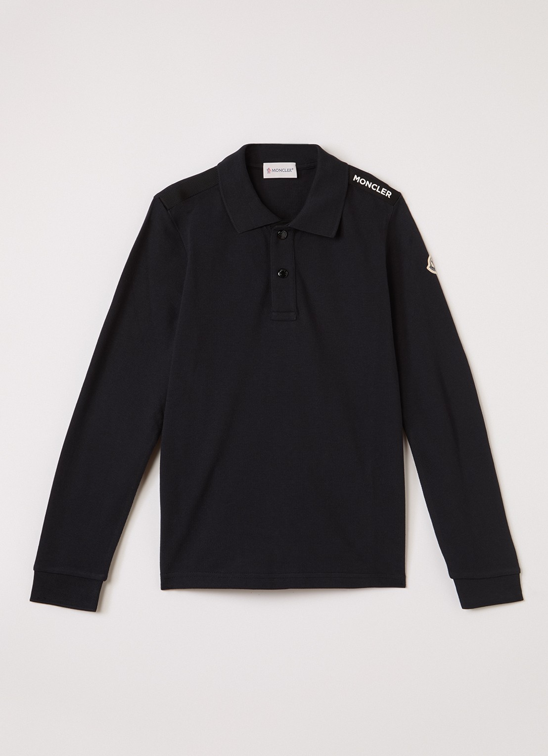 Moncler Polo van piqué katoen met logo - voorkant 2 zwart