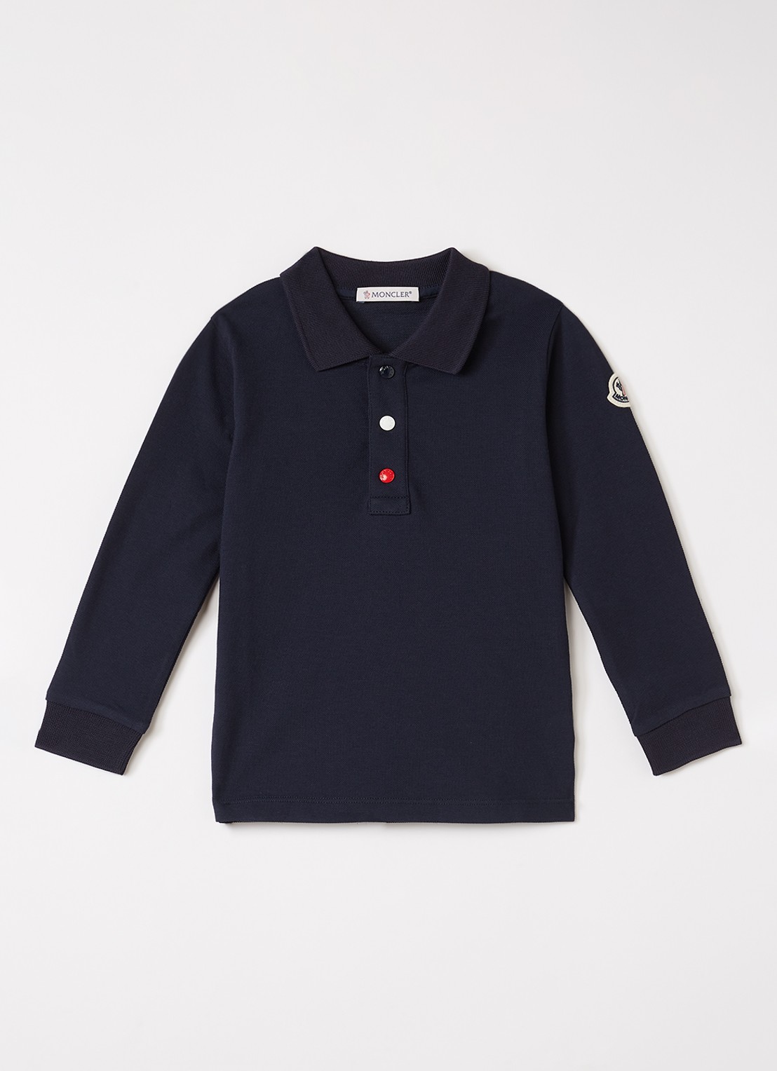 Moncler Polo van piqué katoen met logo - voorkant 2 donkerblauw