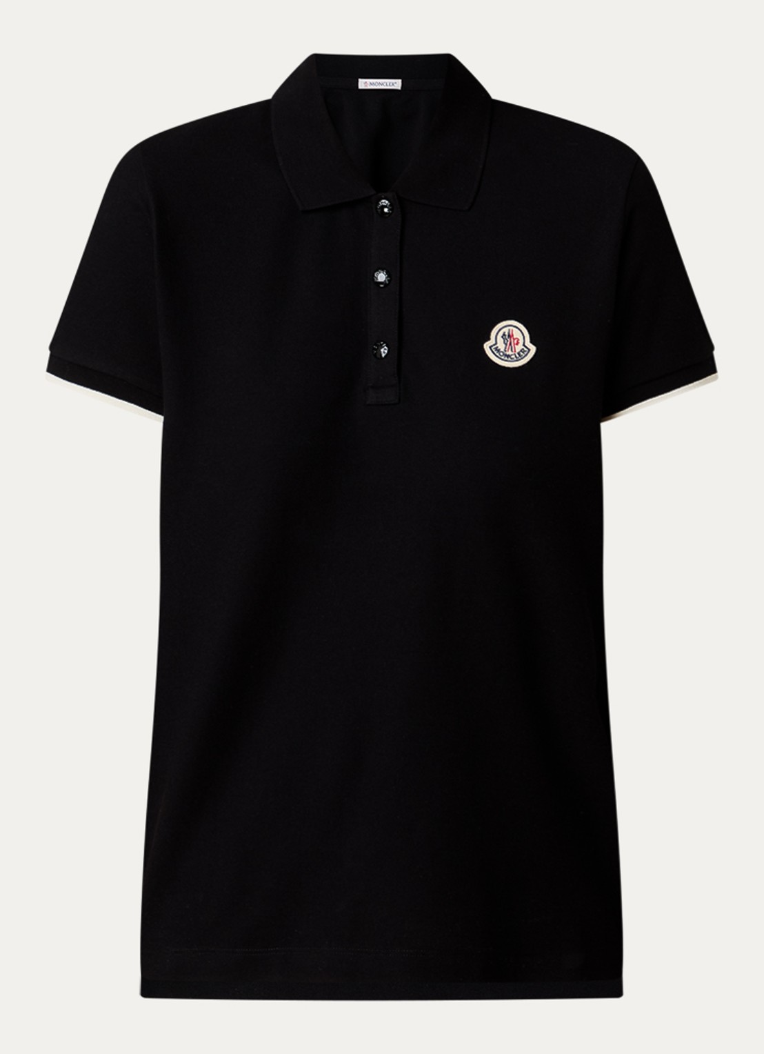 Moncler Polo van piqué katoen met logo - voorkant 2 zwart