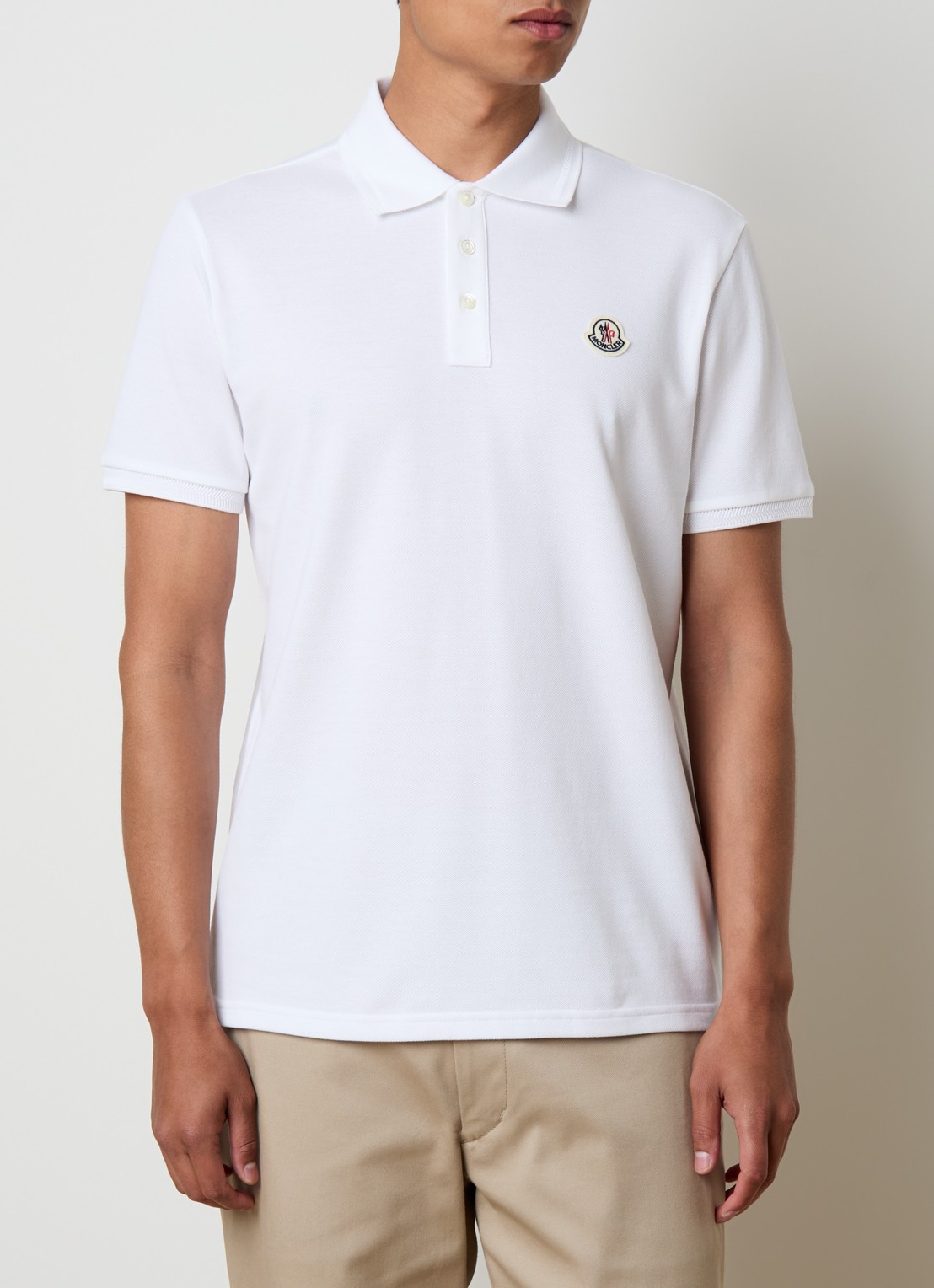 Moncler Polo van piqué katoen - detail 4 wit