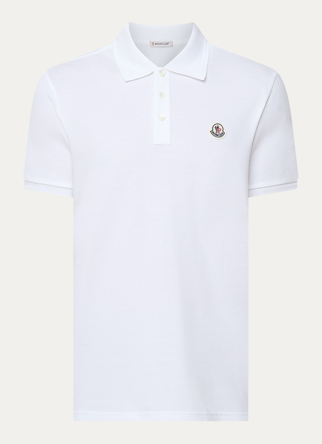 Moncler Polo van piqué katoen - voorkant wit