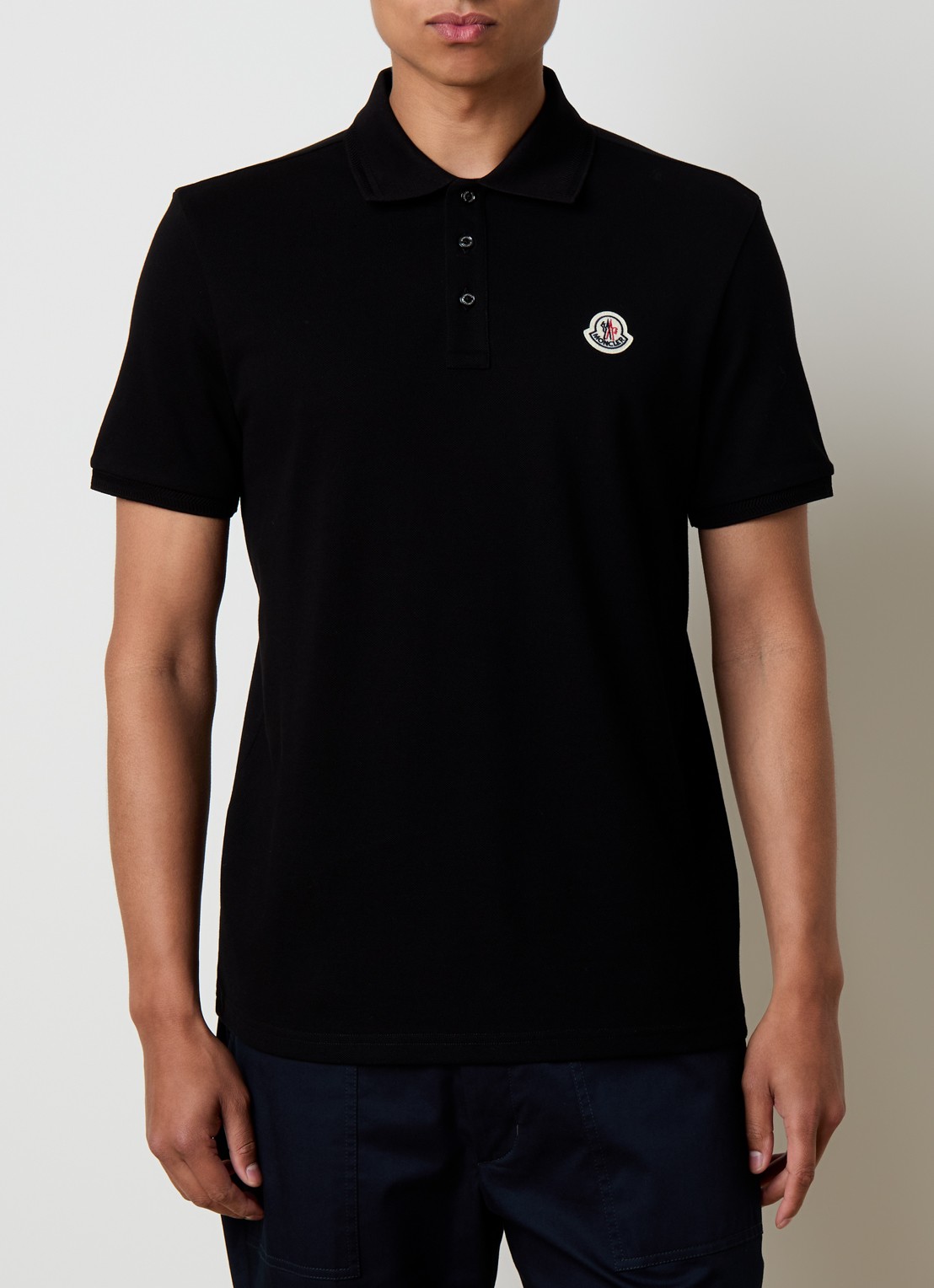 Moncler Polo van piqué katoen - detail 4 zwart