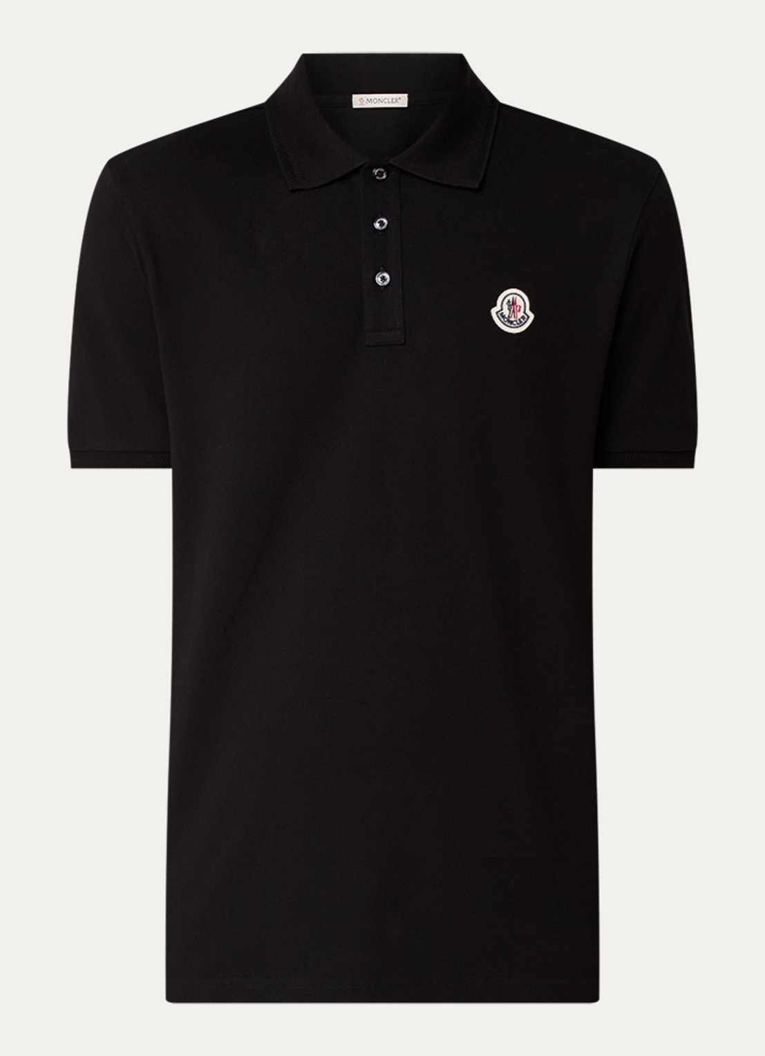Moncler Polo van piqué katoen - voorkant 2 zwart