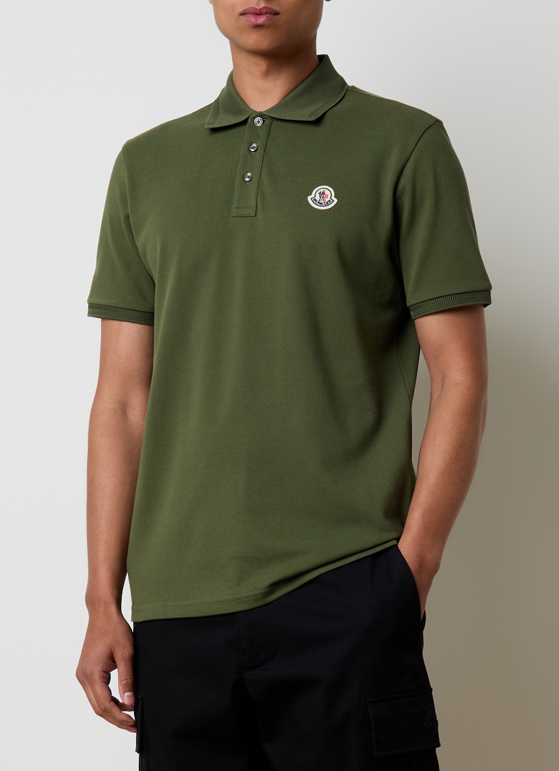 Moncler Polo van piqué katoen - detail 4 bronsgroen