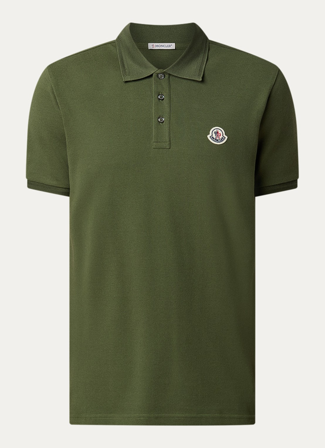 Moncler Polo van piqué katoen - voorkant bronsgroen