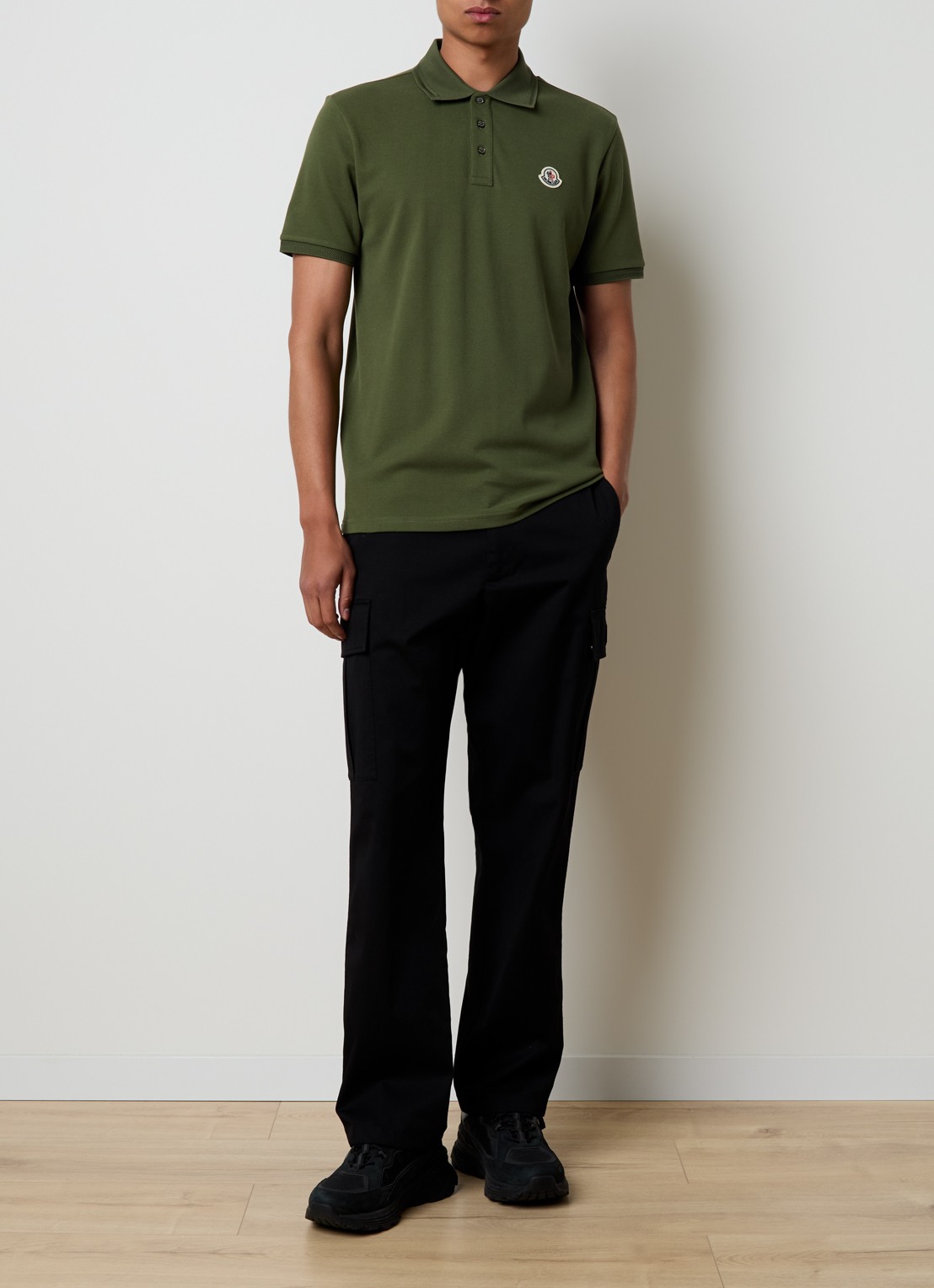 Moncler Polo van piqué katoen - voorkant 2 bronsgroen