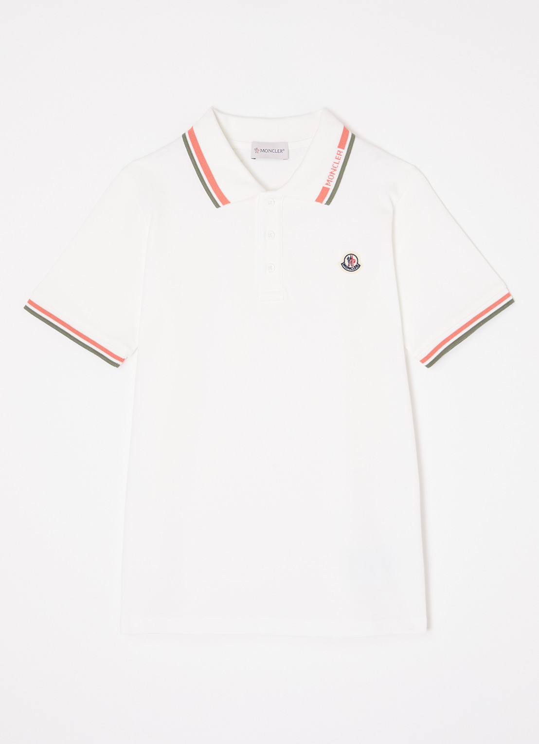 Moncler Polo van piqué katoen - voorkant wit
