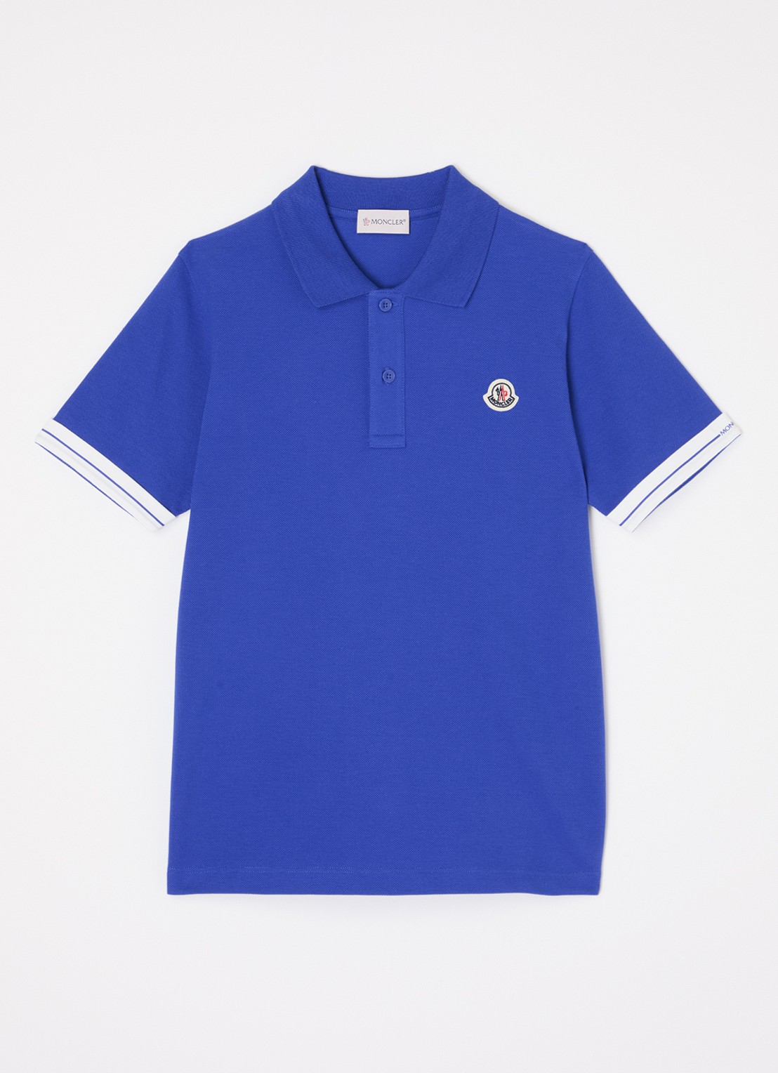 Moncler Polo van piqué katoen - voorkant blauw