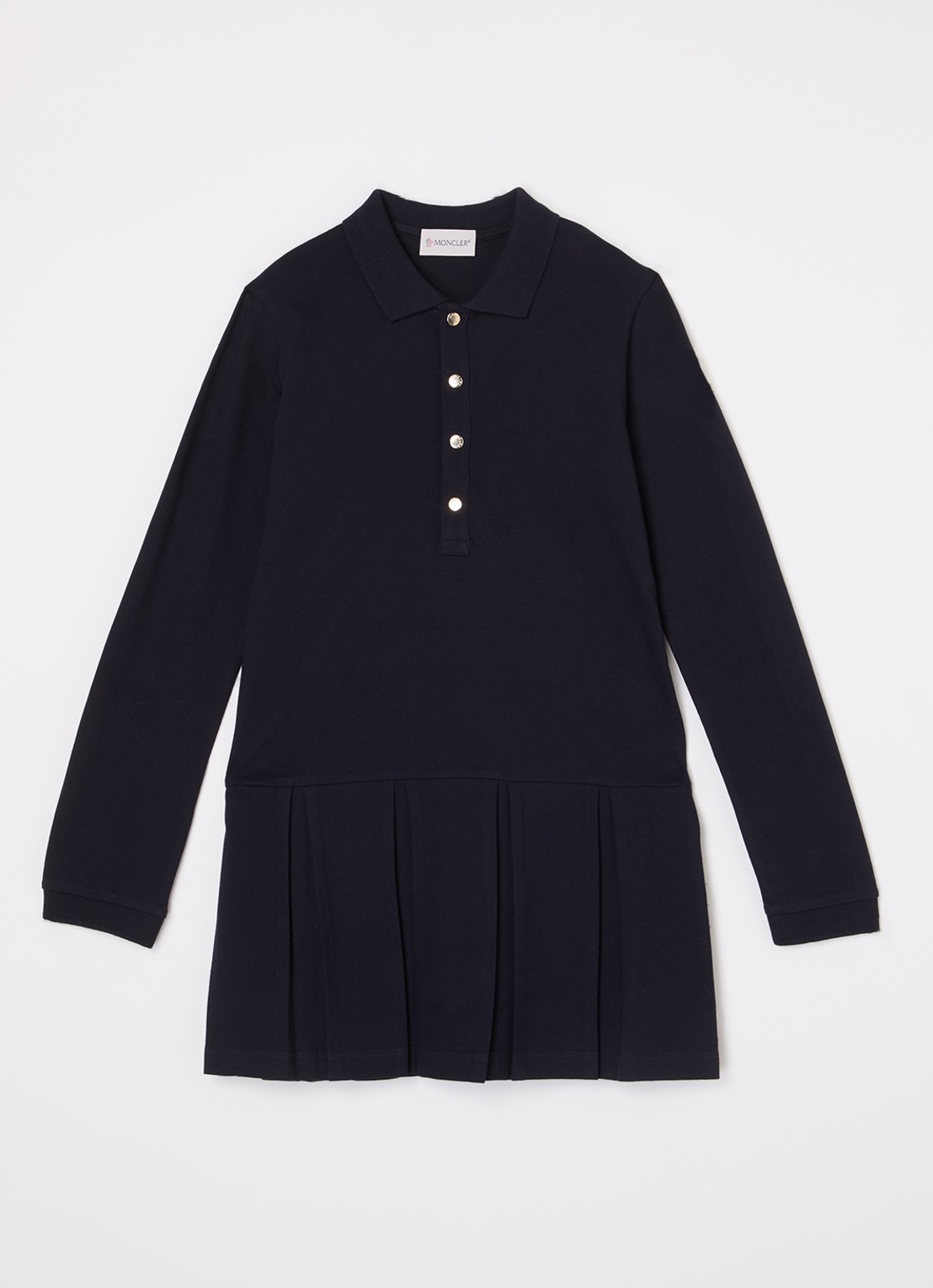 Moncler Polojurk van piqué katoen met logo - voorkant 2 donkerblauw