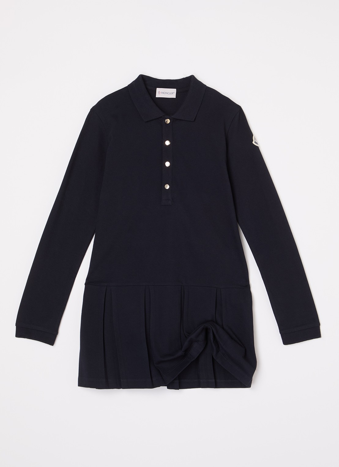 Moncler Polojurk van piqué katoen met logo - voorkant 3 donkerblauw