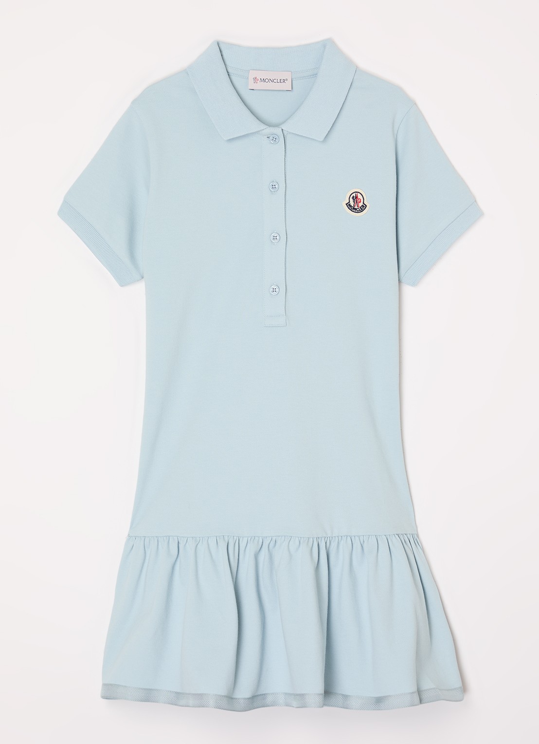 Moncler Polojurk van piqué katoen - voorkant 5 lichtblauw