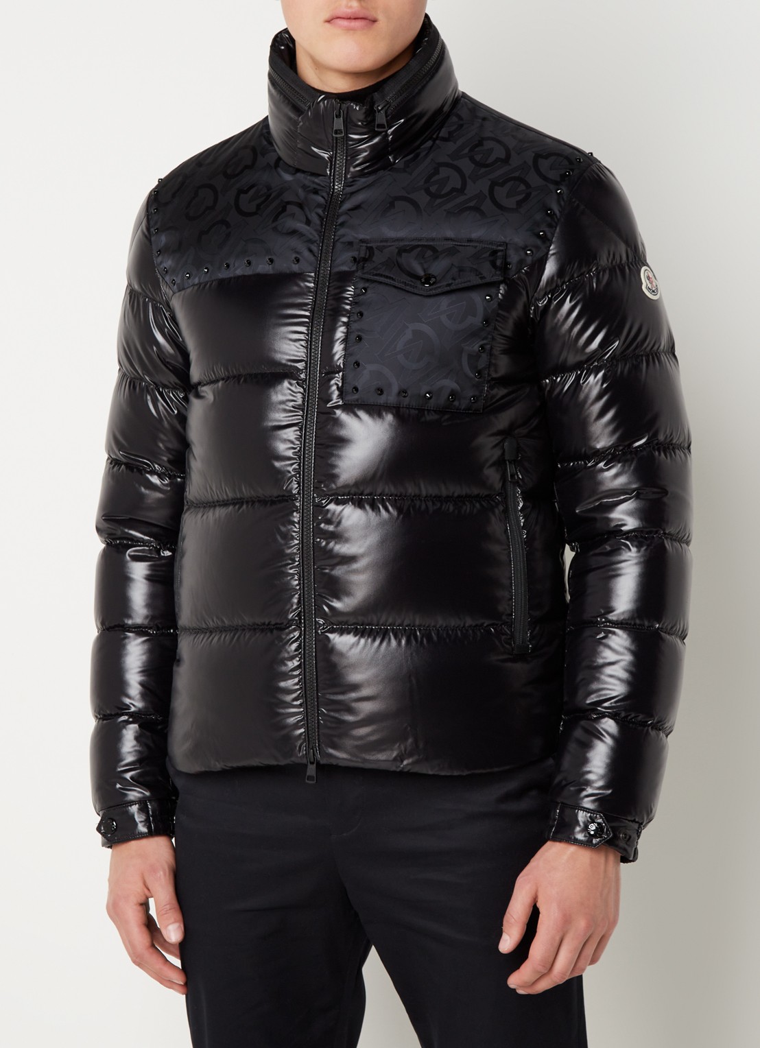 Moncler Puffer jack met donsvulling en opbergbare capuchon - detail zwart