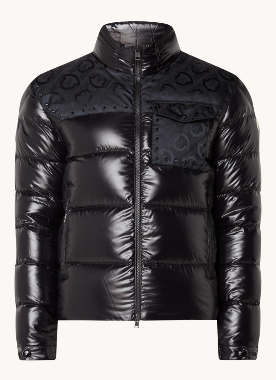 Moncler Puffer jack met donsvulling en opbergbare capuchon - voorkant 4 zwart