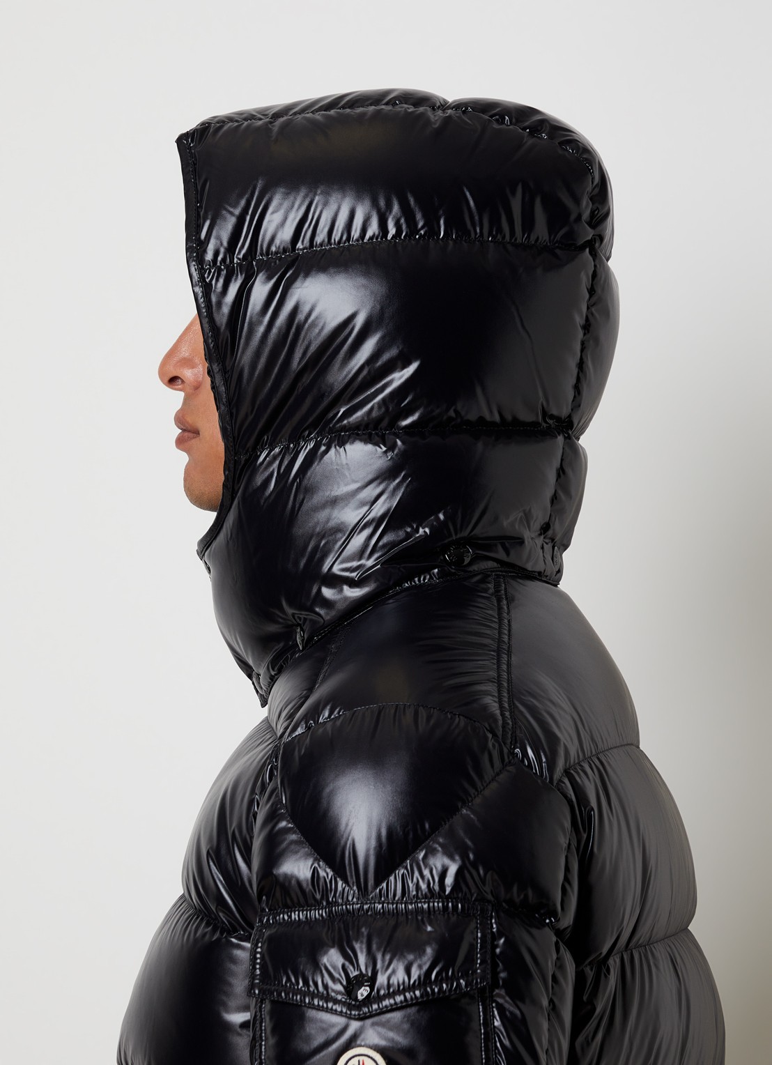 Moncler Puffer jack met donsvulling en ritszakken - detail 3 zwart