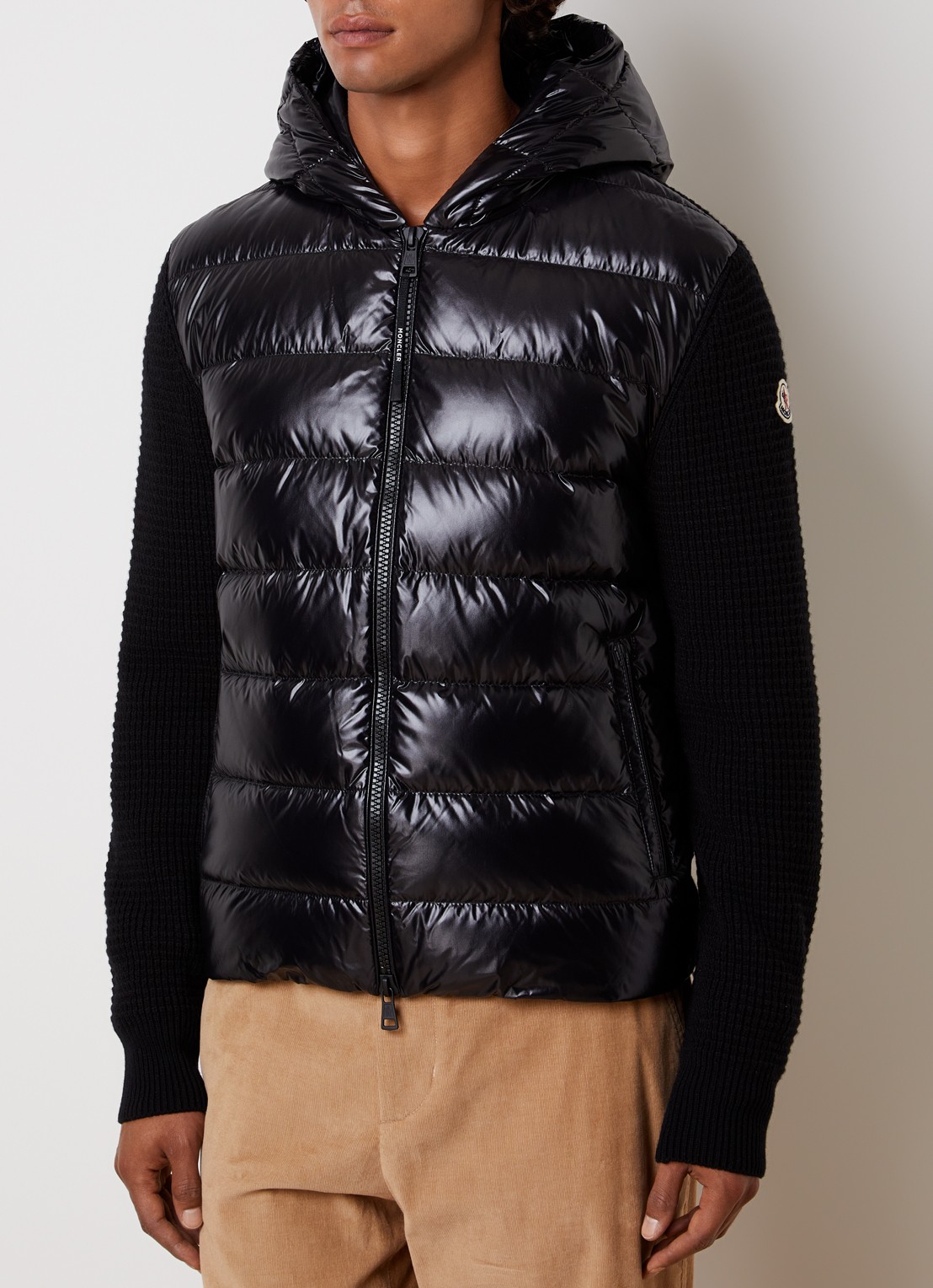 Moncler Puffer jack met donsvulling en ritszakken - detail zwart