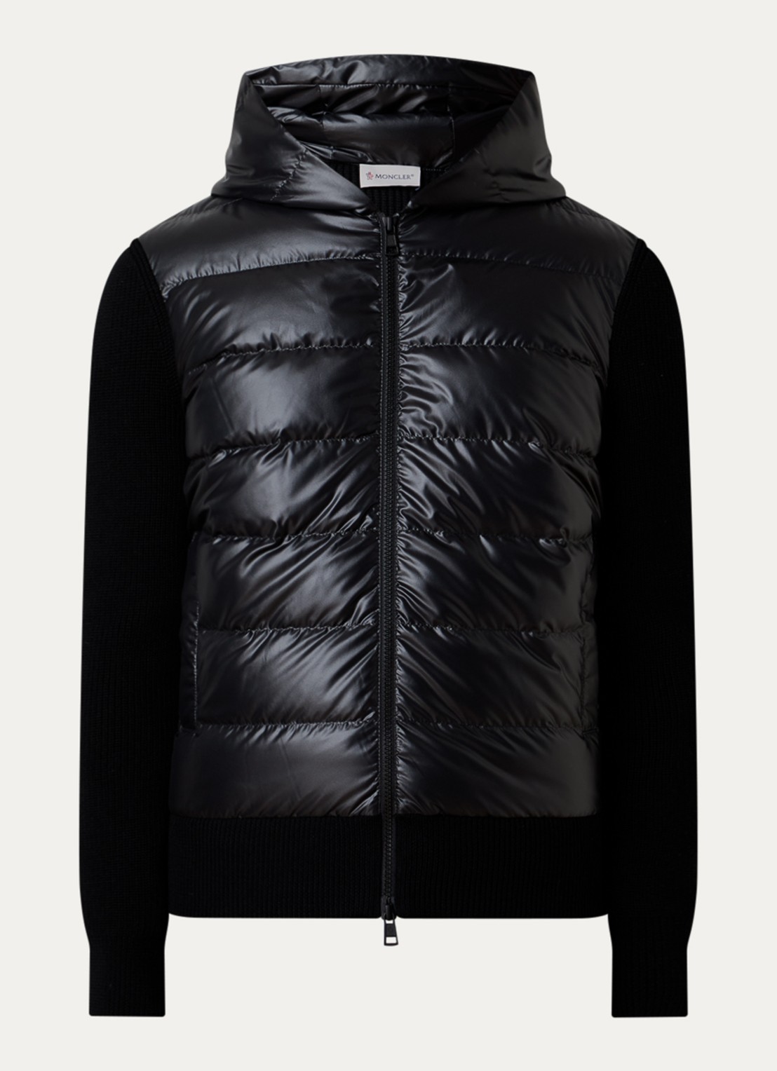 Moncler Puffer jack met donsvulling en steekzakken - voorkant 2 zwart