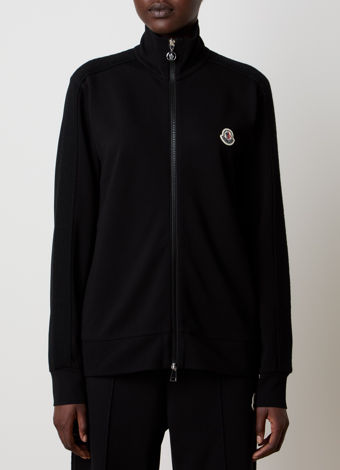 Moncler Punto Milano sweatvest met ritszakken en logo - detail zwart