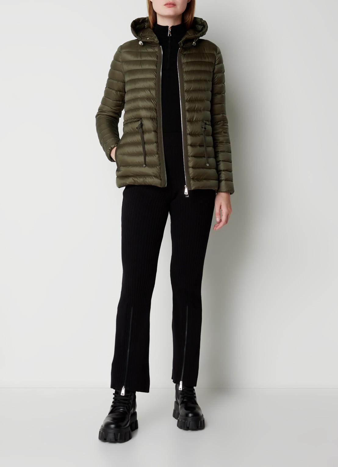 Moncler Raie puffer jack met donsvulling en steekzakken - voorkant 6 groen