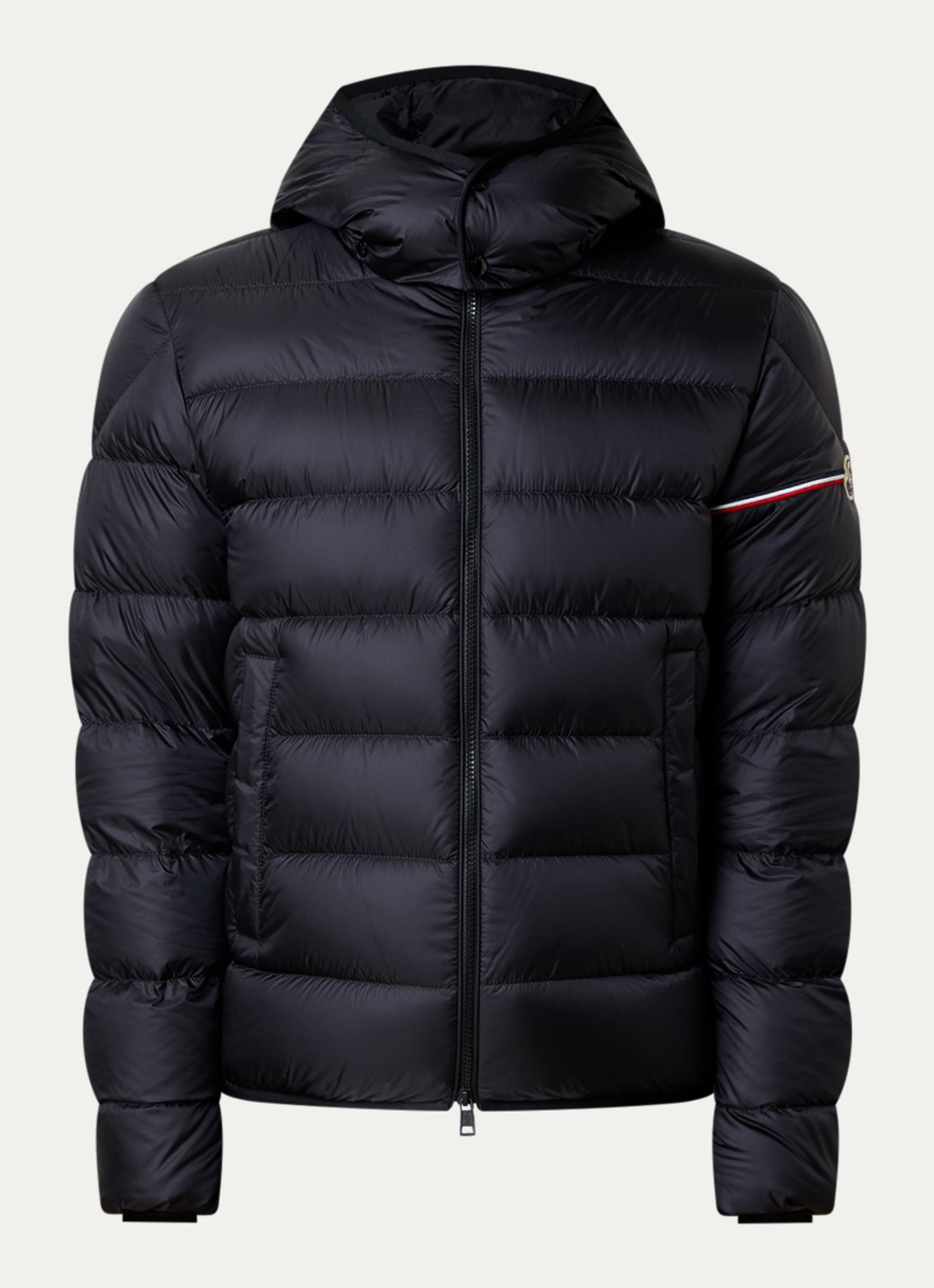 Moncler Ravenlock puffer jack met donsvulling en afneembare capuchon - voorkant zwart
