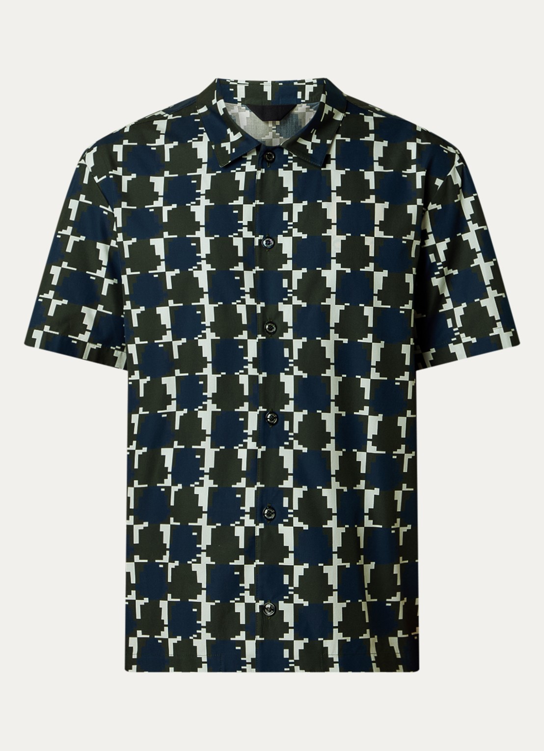 Moncler Regular fit overhemd met grafische print en logo - voorkant legergroen